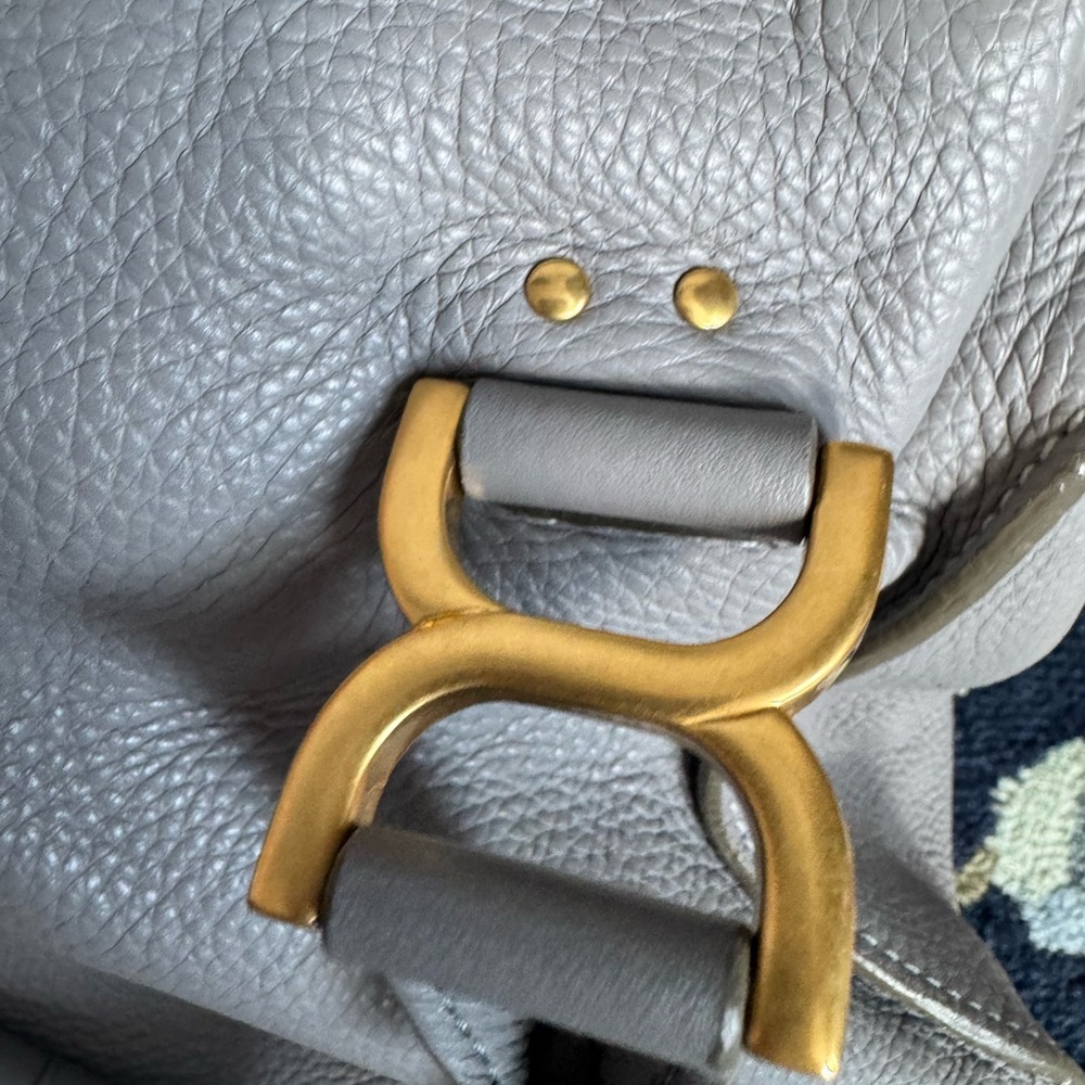 Chloe Marcie Medium Gray Leather Satchel - Picture 3 of 16